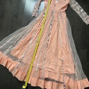 Saad Ibrahim Peach Anarkali with Mirror Work